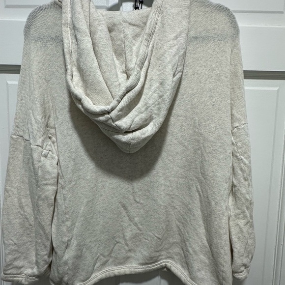 James Perse 4 Cream Hooded Sweater Cropped Lagenlook Minimalist XL - Picture 5 of 6